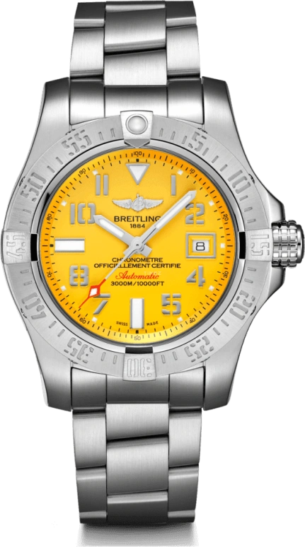 Breitling,Avenger 45mm,45mm,Stainless Steel,Yellow,Automatic,Chronograph,Date,Anti-magnetic,A17331101I1A1