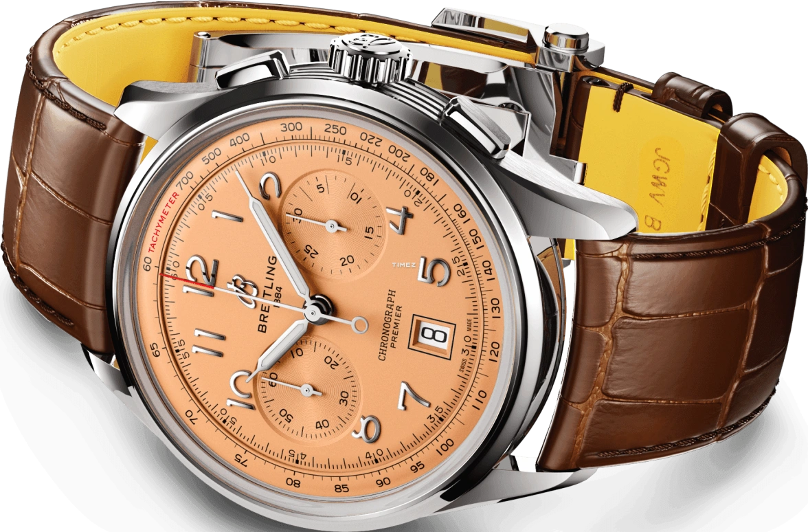Breitling,Premier 42mm,42mm,Stainless Steel,Rose,Automatic,Chronograph,Day,AB0145331K1P2