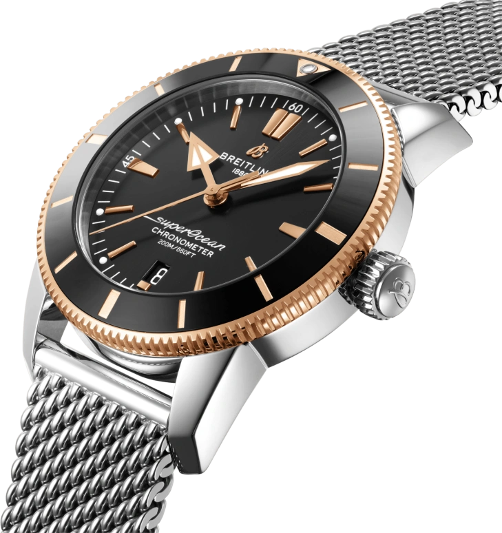 Breitling,Superocean Heritage 44mm,44mm,Stainless Steel,Red Gold,Black,Automatic,Day,70hours,UB2030121B1A1
