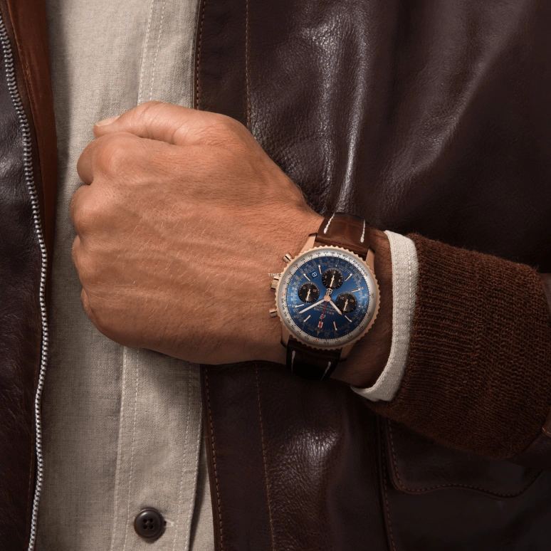 Breitling,Navitimer 43mm,43mm,Red Gold,Blue,Black,Automatic,Chronograph,Day,RB0121211C1P4