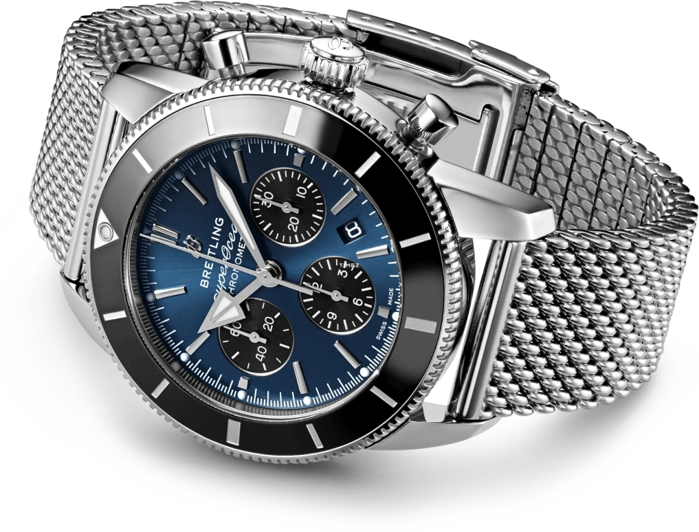 Breitling,Superocean Heritage 44mm,44mm,Stainless Steel,Blue,Automatic,Chronograph,Day,AB0162121C1A1