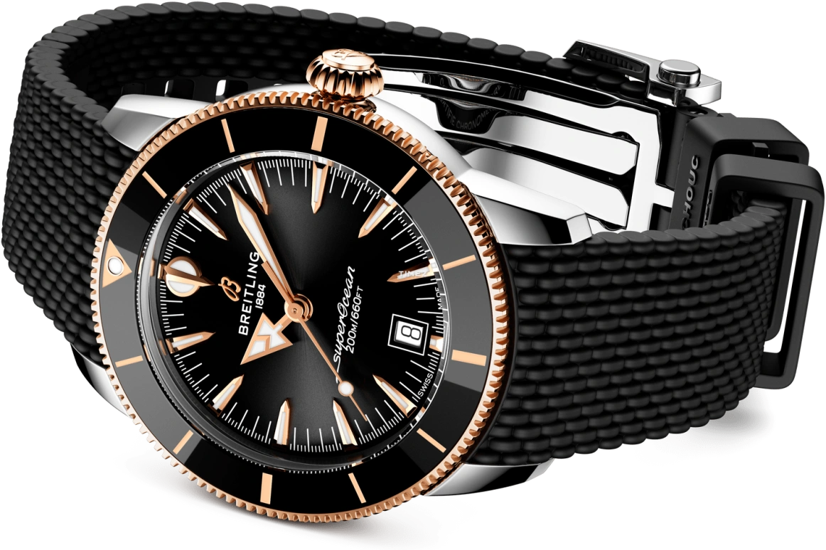 Breitling,Superocean Heritage 44mm,44mm,Stainless Steel,Red Gold,Black,Automatic,Day,70hours,UB3111241B1S1