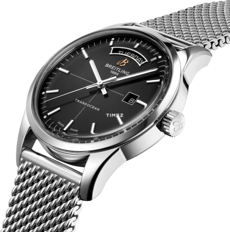 Breitling,Transocean 43mm,43mm,Stainless Steel,Black,Automatic,Date,Day,A45310121B1A1