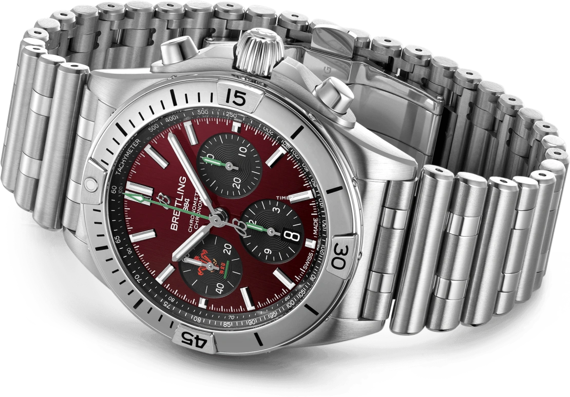 Breitling,Superocean 42mm,42mm,Stainless Steel,Red,Automatic,Chronograph,Day,AB0134A61K1A1