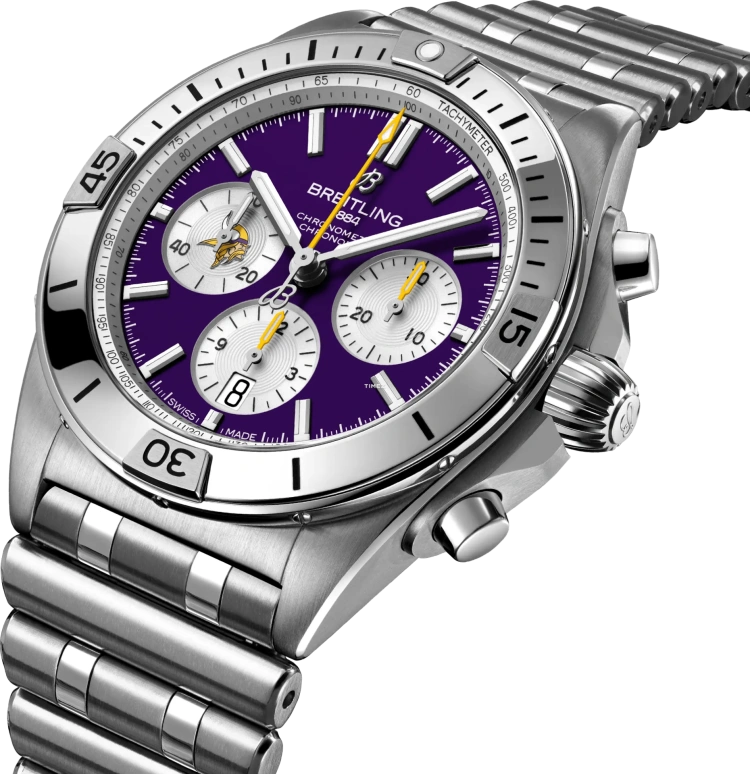 Breitling,Chronomat 42mm,42mm,Stainless Steel,Purple,Silver,Automatic,Chronograph,Day,AB01342B1K4A1