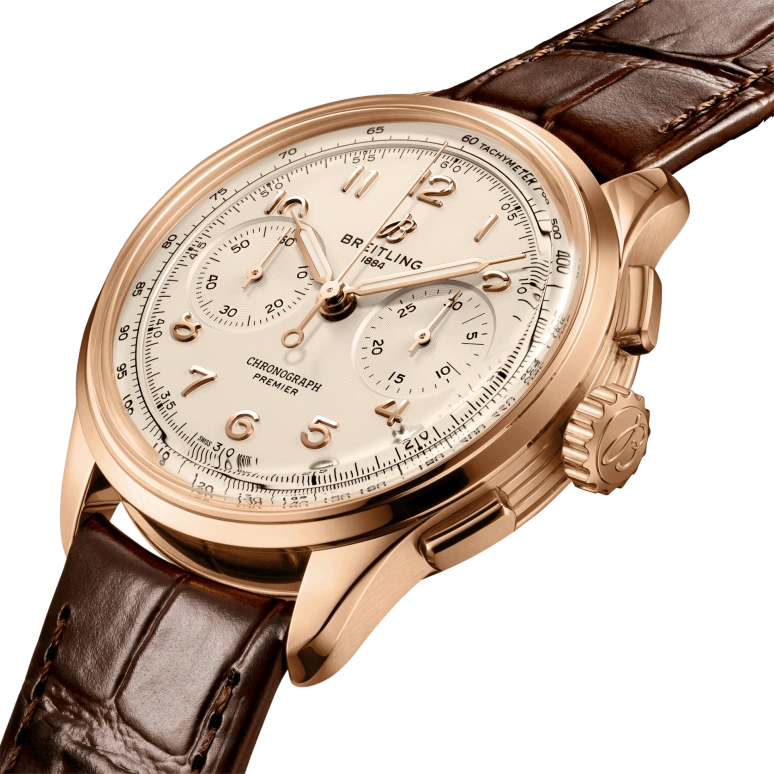 Breitling,Premier 40mm,40mm,Red Gold,Silver,Handwound,Chronograph,70hours,RB0930371G1P1