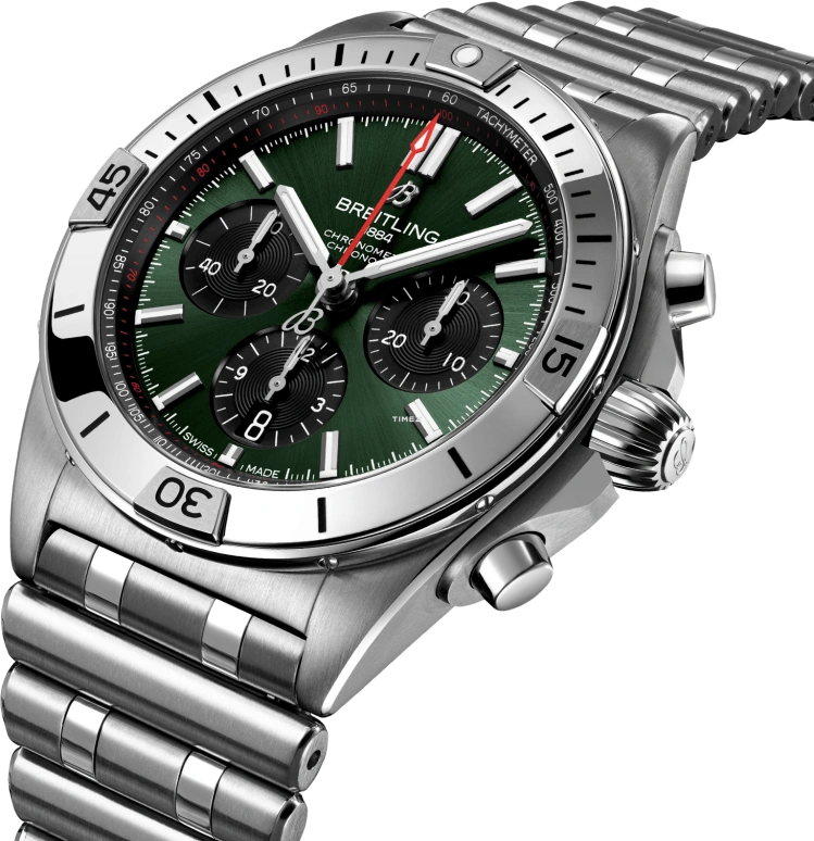 Breitling,Chronomat 42mm,42mm,Stainless Steel,Green,Black,Automatic,Chronograph,Day,AB0134101L2A1