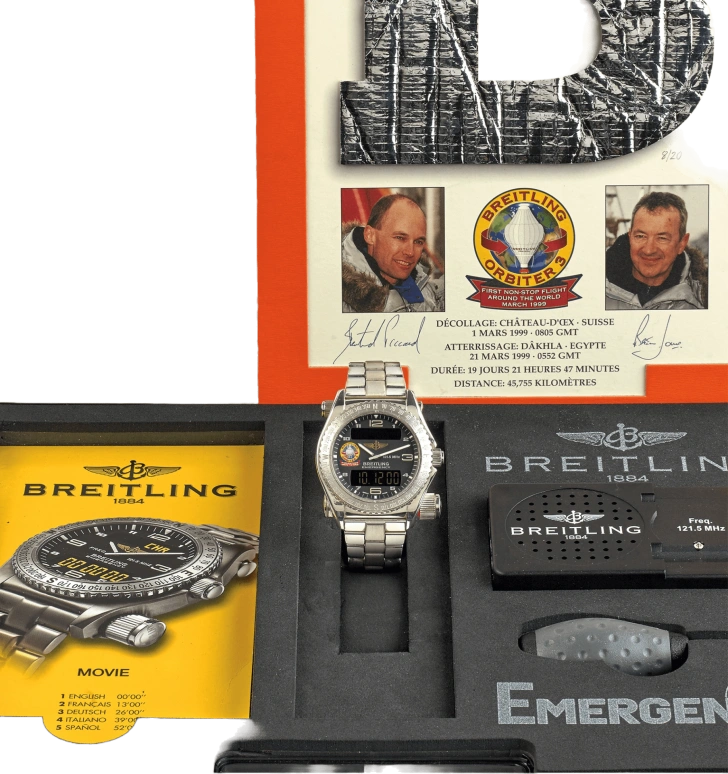 Breitling,Emergency 43mm,43mm,White Gold,Black,Quartz,Countdown,Chronograph,Perpetual Calendar,Date,35040hours,In-house Caliber,J56321 ORBITER