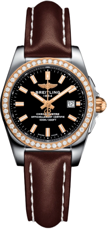 Breitling,Galactic 29mm,29mm,Rose Gold,Stainless Steel,Black,Quartz,Date,26280hours,C7234853,C7234853/BF32/484X/A12BA.1
