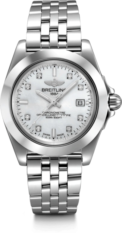 Breitling,Galactic 32mm,32mm,Stainless Steel,Rose Gold,White,Quartz,W7133012,W7133012/A801/792A