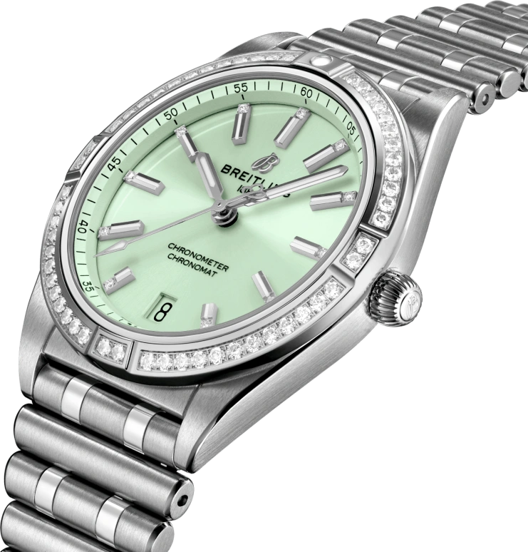 Breitling,Chronomat 36mm,36mm,Stainless Steel,Green,Automatic,Chronograph,Day,A10380591L1A1