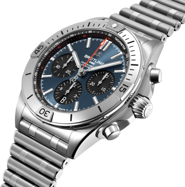 Breitling,Chronomat 42mm,42mm,Stainless Steel,Blue,Automatic,Chronograph,Day,Column Wheel,AB0134101C1A1