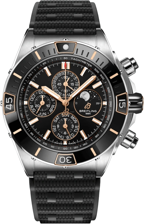 Breitling,Chronomat 44mm,44mm,Ceramic,Red Gold,Stainless Steel,Black,Automatic,Chronograph,Moonphase,1461 Calendar,Month,96hours,In-house Caliber,I19320251B1S1