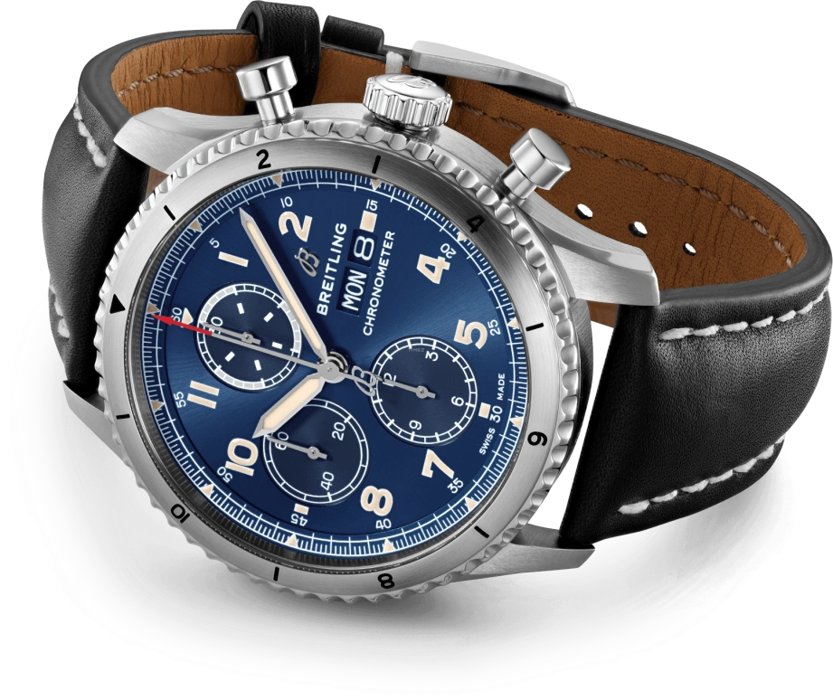Breitling,Aviatior 8 43mm,43mm,Stainless Steel,Blue,Automatic,Chronograph,Date,Compass,A13316101C1X3