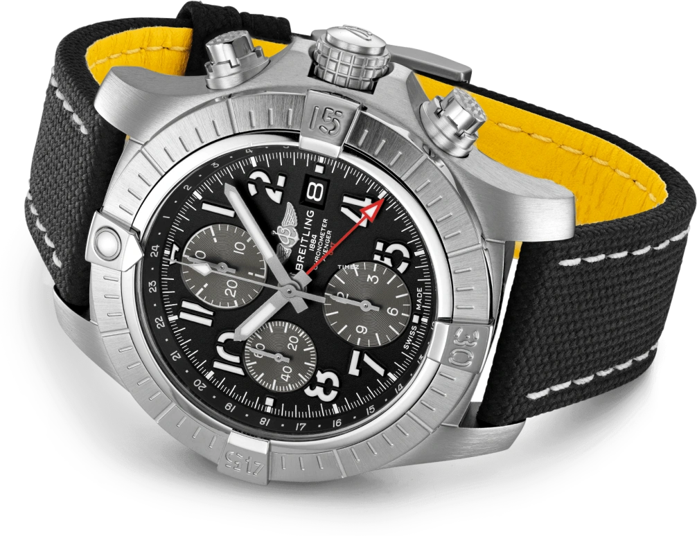 Breitling,Avenger 45mm,45mm,Stainless Steel,Black,Automatic,Chronograph,Day,Dule Time,A24315101B1X1