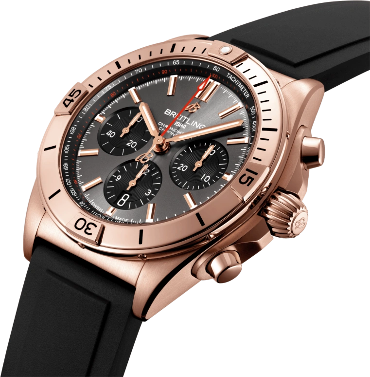 Breitling,Chronomat 42mm,42mm,Red Gold,Grey,Automatic,Chronograph,Day,Column Wheel,RB0134101B1S1