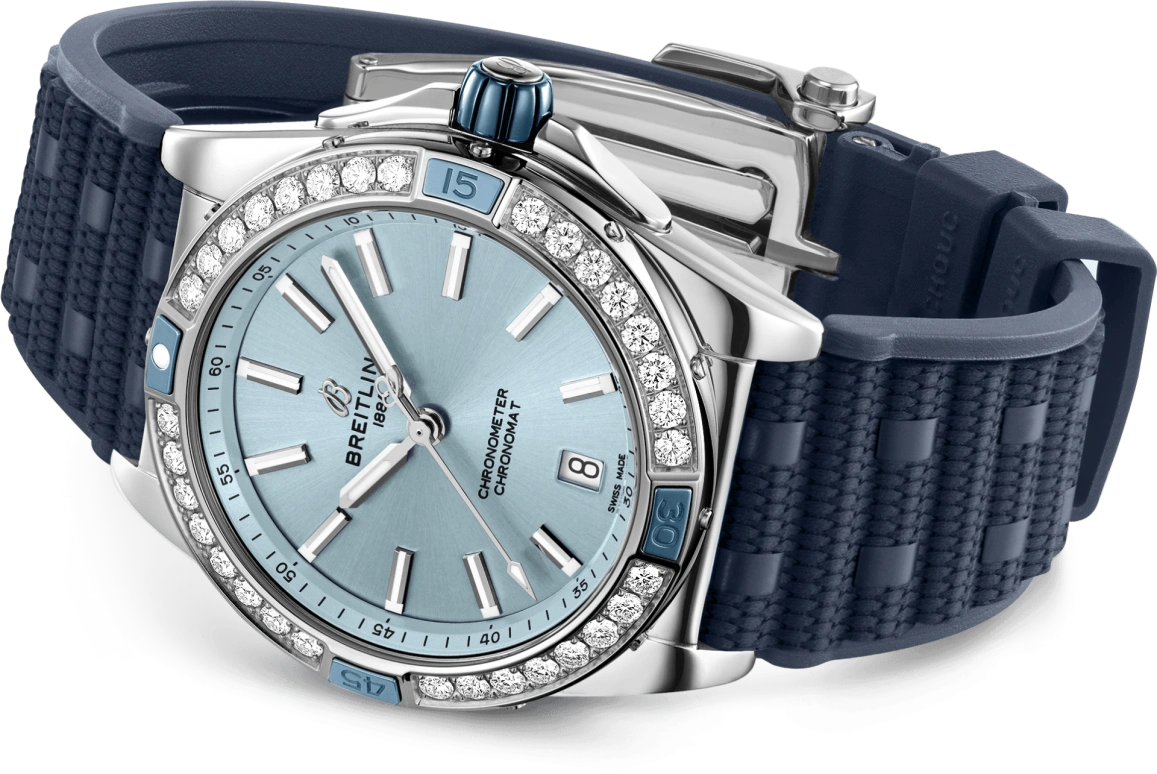 Breitling,Chronomat 38mm,38mm,Stainless Steel,Luminous,Ice Blue,Blue,Automatic,40hours,In-house Caliber,A17356531C1S1