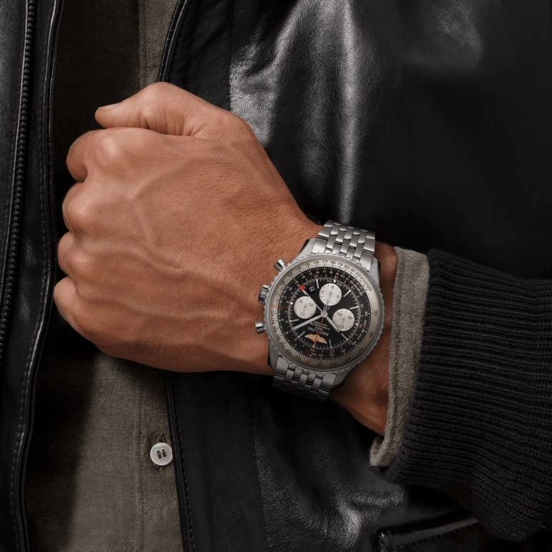 Breitling,Navitimer 48mm,48mm,Stainless Steel,Black,White,Automatic,Chronograph,Day,AB0441211B1A1