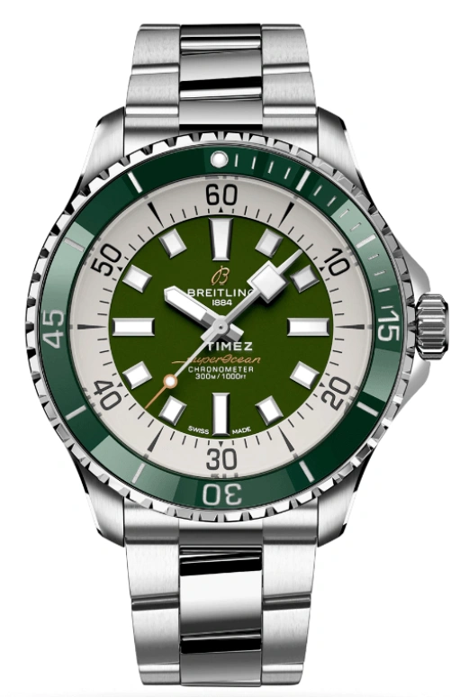 Breitling,Superocean 44mm,44mm,Stainless Steel,Green,Automatic,40hours,In-house Caliber,A17376A31L1A1