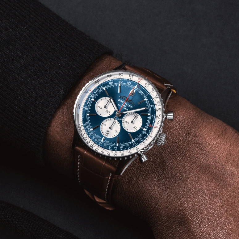 Breitling,Navitimer 46mm,46mm,Stainless Steel,Blue,Silver,Automatic,Chronograph,Day,AB0137211C1P1