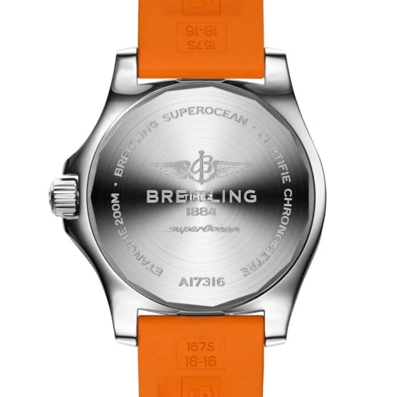 Breitling,Superocean 36mm,36mm,Stainless Steel,Orange,Automatic,Day,40hours,A17316D71O1S1