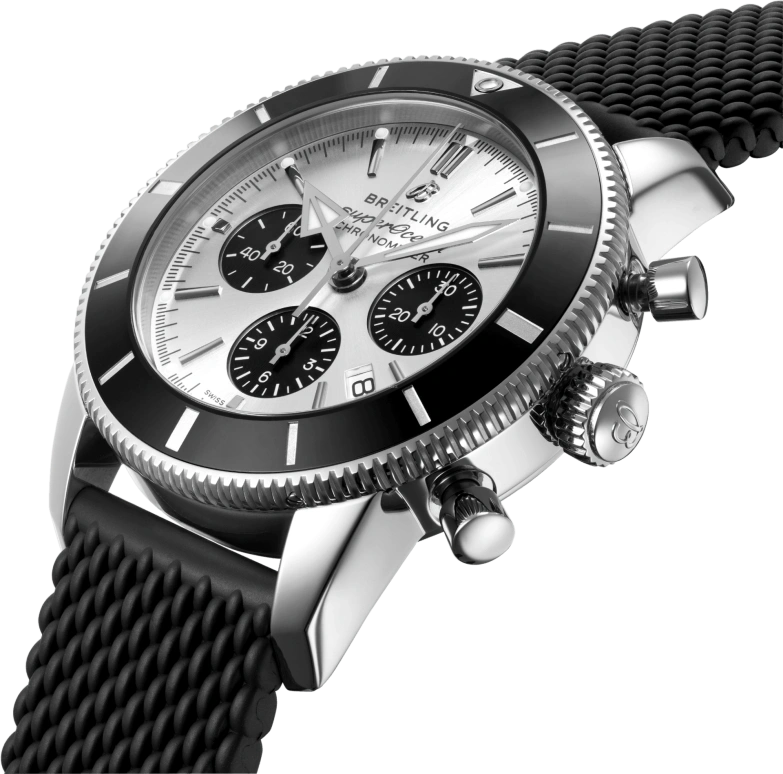 Breitling,Superocean Heritage 44mm,44mm,Stainless Steel,Silver,Black,Automatic,Chronograph,Day,AB0162121G1S1