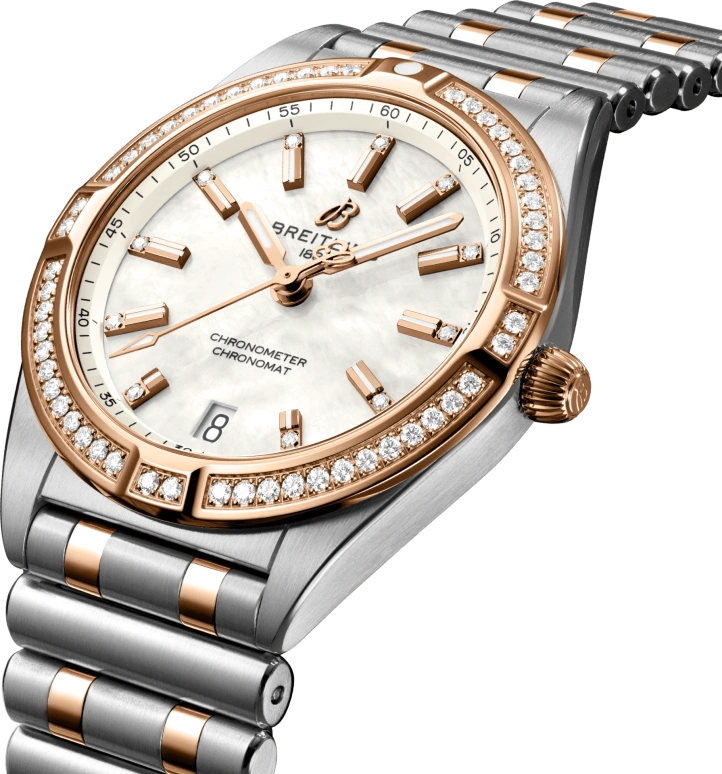 Breitling,Chronomat 32mm,32mm,Red Gold,Stainless Steel,White,Quartz,Day,26280hours,U77310591A2U1