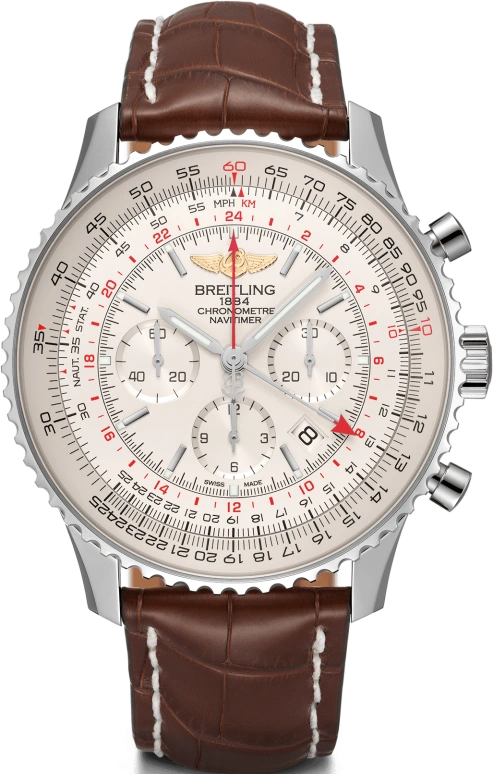 Breitling,Navitimer 48mm,48mm,Stainless Steel,White,Automatic,Chronograph,Day,AB0441211G1P1