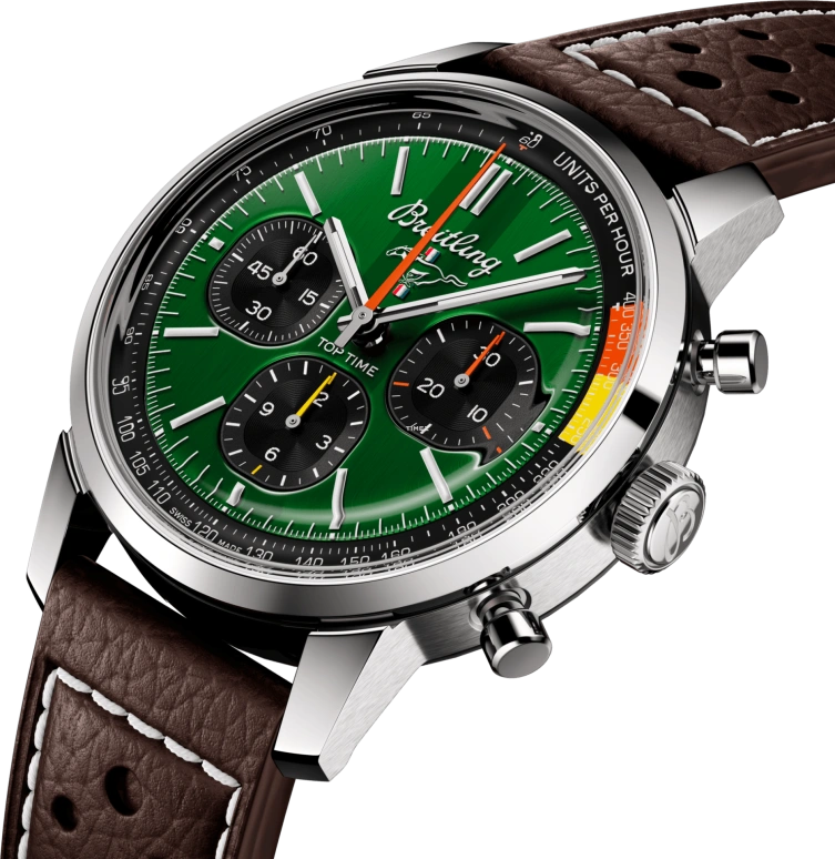 Breitling,Top Time 41mm,41mm,Stainless Steel,Green,Automatic,Chronograph,Sapphire,Crystal Glass,AB01762A1L1X1