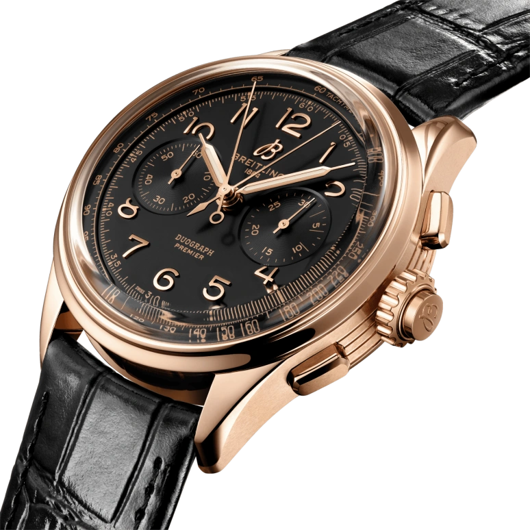 Breitling,Premier 42mm,42mm,Red Gold,Black,Handwound,Chronograph,Rattrapante,RB1510251B1P1