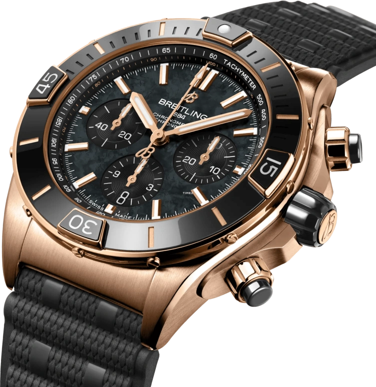 Breitling,Chronomat 44mm,44mm,Red Gold,Black,Automatic,Chronograph,Day,RB01365A1B1S1