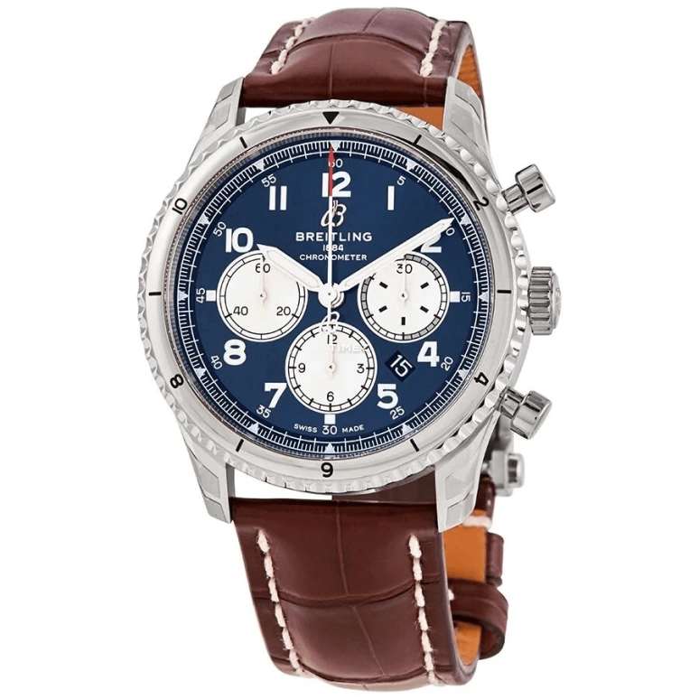 Breitling,Aviatior 8 43mm,43mm,Stainless Steel,Blue,Automatic,Chronograph,Day,AB0119131C1P4