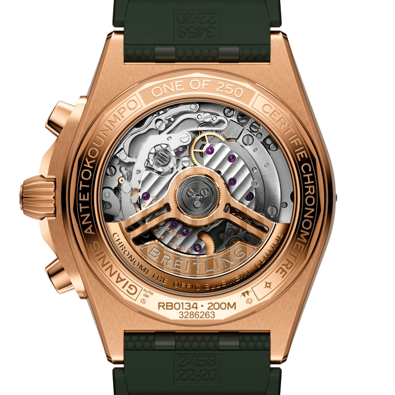 Breitling,Chronomat 42mm,42mm,Red Gold,Green,Automatic,Chronograph,Day,RB01344A1L1S1