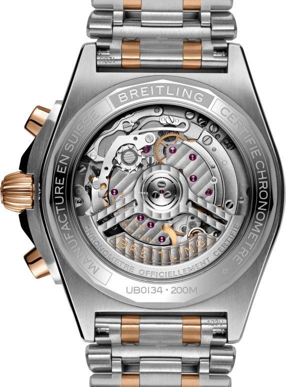 Breitling,Chronomat 42mm,42mm,Stainless Steel,Red Gold,Green,Automatic,Chronograph,Day,UB0134131L1U1