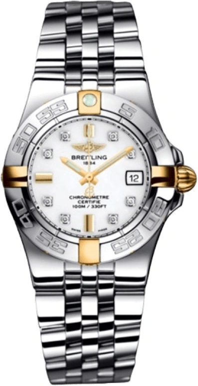 Breitling,Galactic 30mm,30mm,Yellow Gold,Stainless Steel,White,Quartz,Day,26280hours,B71340L2,B71340L2/A714/368A