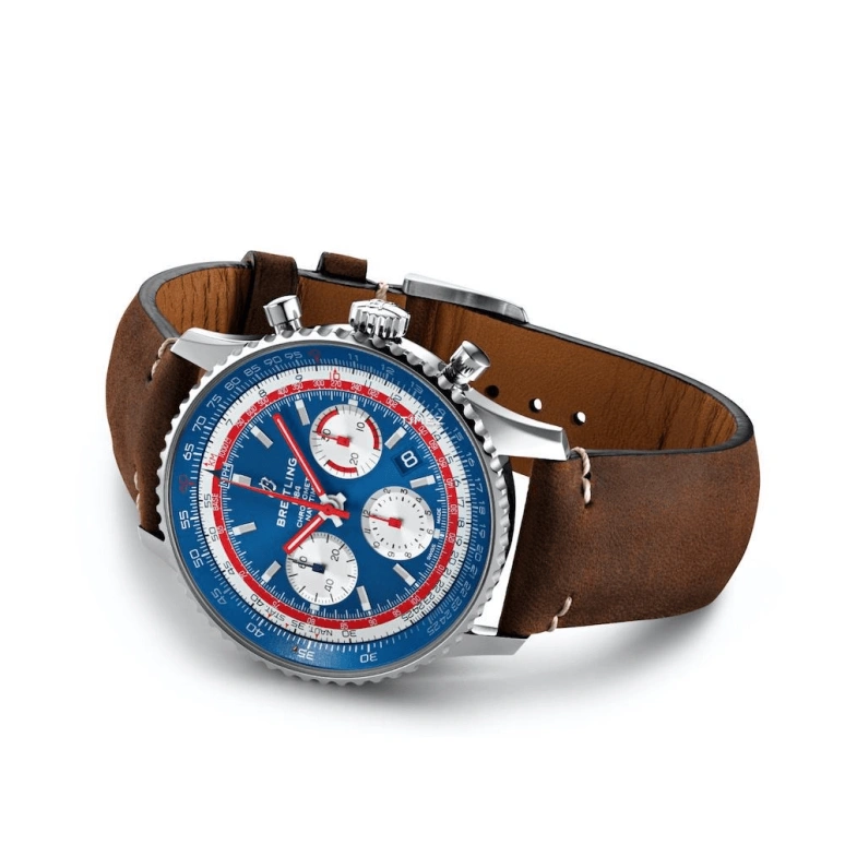 Breitling,Navitimer 43mm,43mm,Stainless Steel,Blue,White,Automatic,Chronograph,Day,AB01212B1C1X1