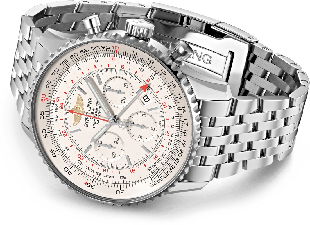 Breitling,Navitimer 48mm,48mm,Stainless Steel,Cream,Automatic,Chronograph,Day,AB0441211G1A1