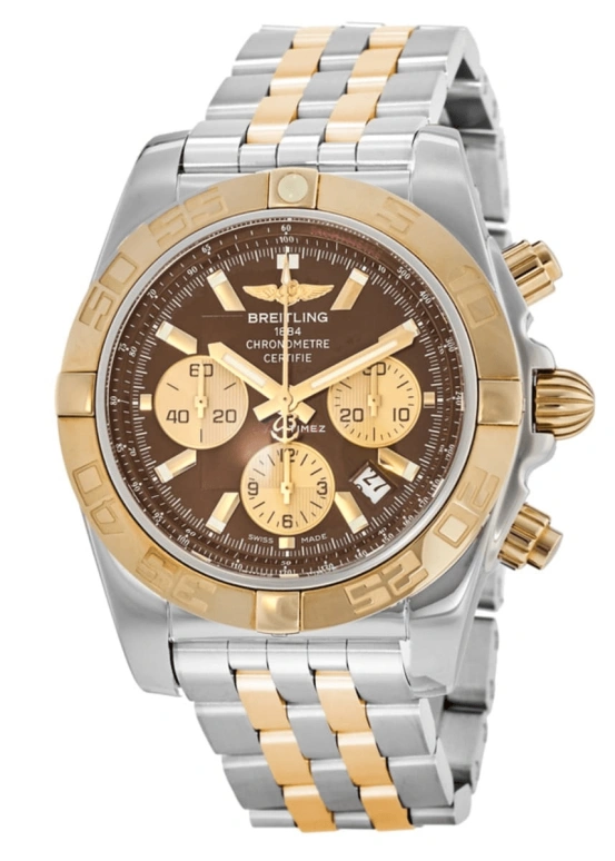 Breitling,Chronomat 44mm,44mm,Rose Gold,Stainless Steel,Brown,Automatic,Chronograph,Day,CB011012,CB011012/Q576/375C