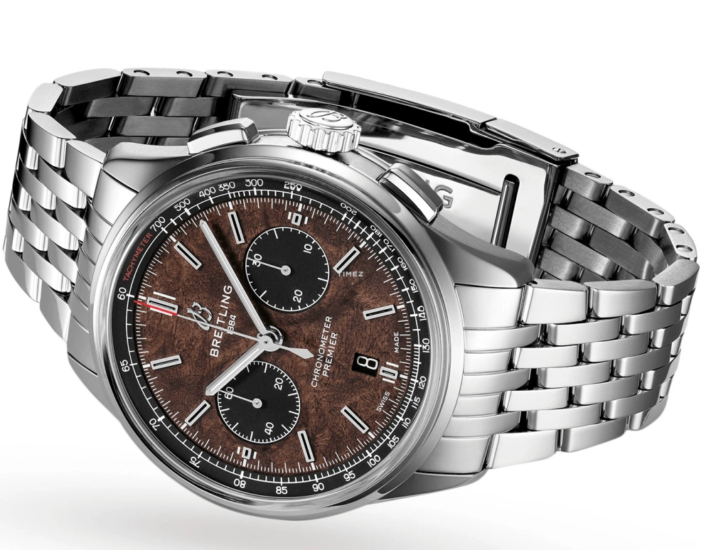 Breitling,Premier 42mm,42mm,Stainless Steel,Brown,Black,Automatic,Chronograph,Day,AB01181A1Q1A1