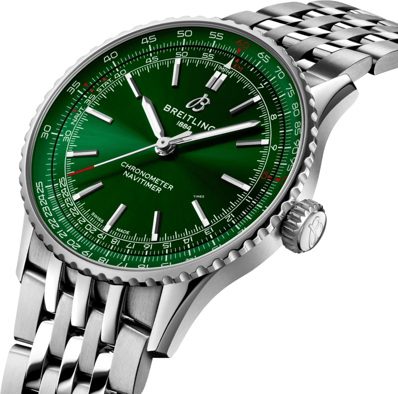 Breitling,Navitimer 41mm,41mm,Stainless Steel,Green,Automatic,38hours,In-house Caliber,A17329371L1A1