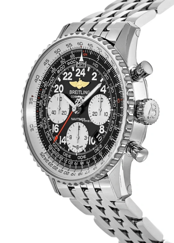 Breitling,Navitimer 43mm,43mm,Stainless Steel,Black,White,Automatic,Chronograph,Day,AB0210B4,AB0210B4/BC36/447A