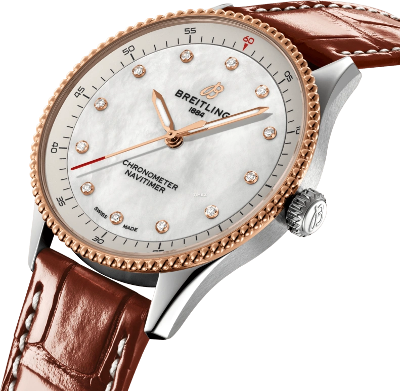 Breitling,Navitimer 32mm,32mm,Stainless Steel,Red Gold,White,Quartz,26280hours,In-house Caliber,U77320E61A1P1