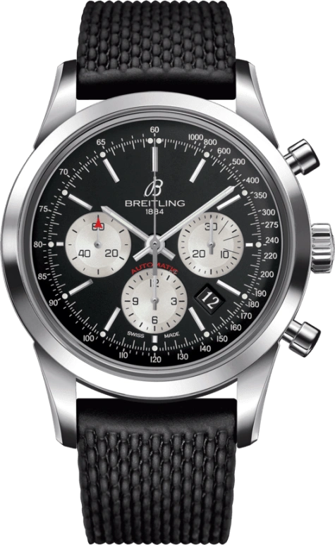 Breitling,Transocean 43mm,43mm,Stainless Steel,Black,Silver,Automatic,Chronograph,Day,AB0152121B1S1
