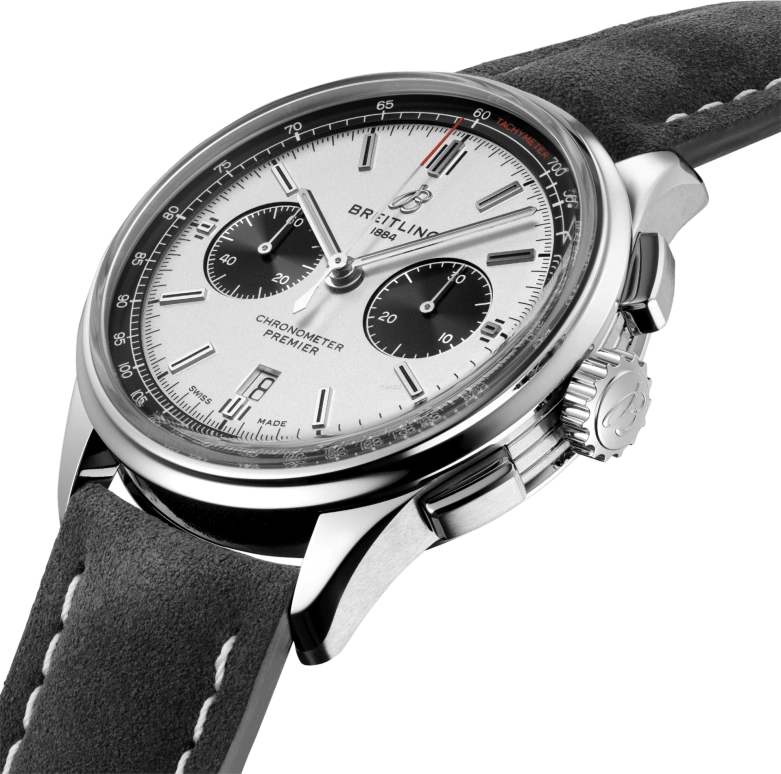 Breitling,Premier 42mm,42mm,Stainless Steel,Silver,Black,Automatic,Chronograph,Day,AB0118221G1X1