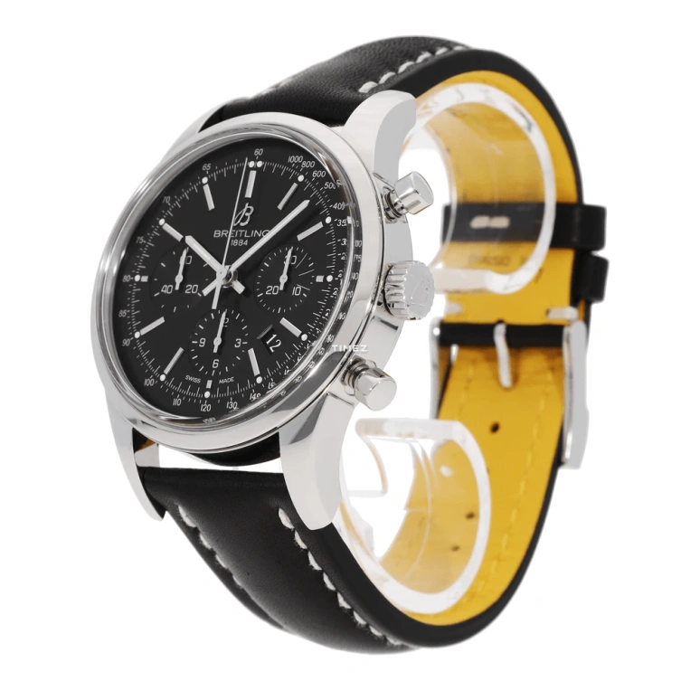 Breitling,Transocean 43mm,43mm,Stainless Steel,Black,Automatic,Chronograph,Day,AB015212,AB015212/BA99/435X/A20BA.1