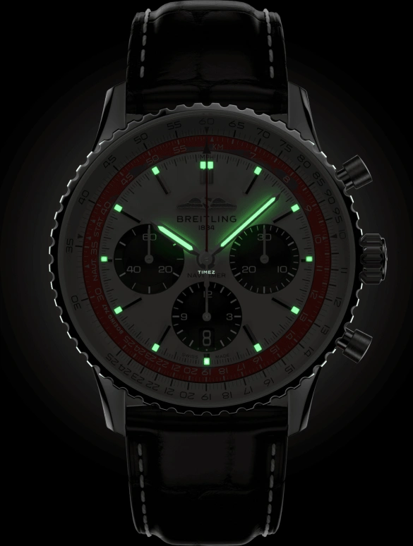 Breitling,Other 43mm,43mm,Stainless Steel,Cream,White,Automatic,Chronograph,Day,AB01383B1G1P1