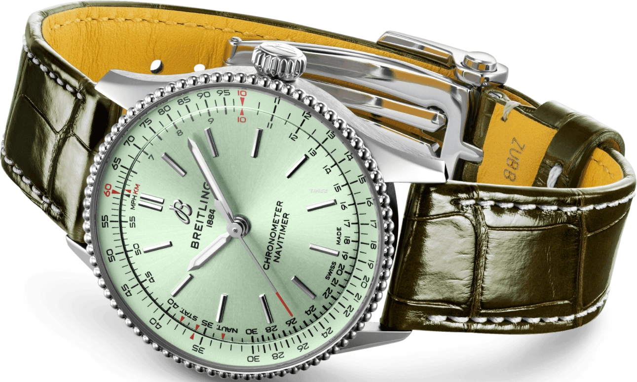 Breitling,Navitimer 36mm,36mm,Stainless Steel,Cyan,Green,Automatic,Chronograph,Sapphire,Crystal Glass,A17327361L1P1