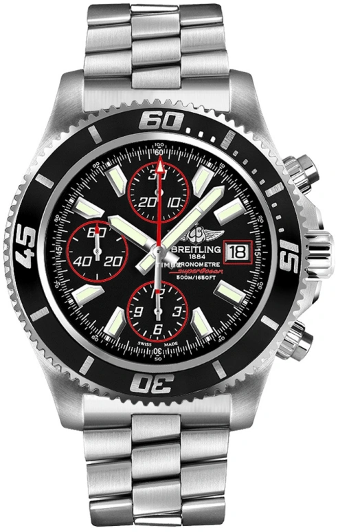 Breitling,Superocean 44mm,44mm,Stainless Steel,Black,Automatic,Chronograph,Day,A1334102,A1334102/BA81/134A