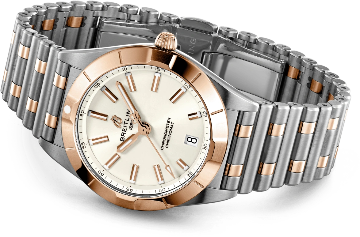 Breitling,Chronomat 32mm,32mm,Red Gold,Stainless Steel,White,Quartz,Day,26280hours,U77310101A1U1