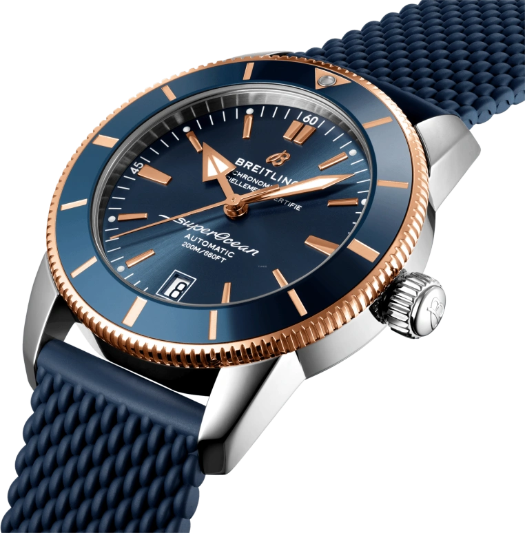 Breitling,Superocean Heritage 42mm,42mm,Red Gold,Stainless Steel,Blue,Automatic,Day,70hours,UB2010161C1S1